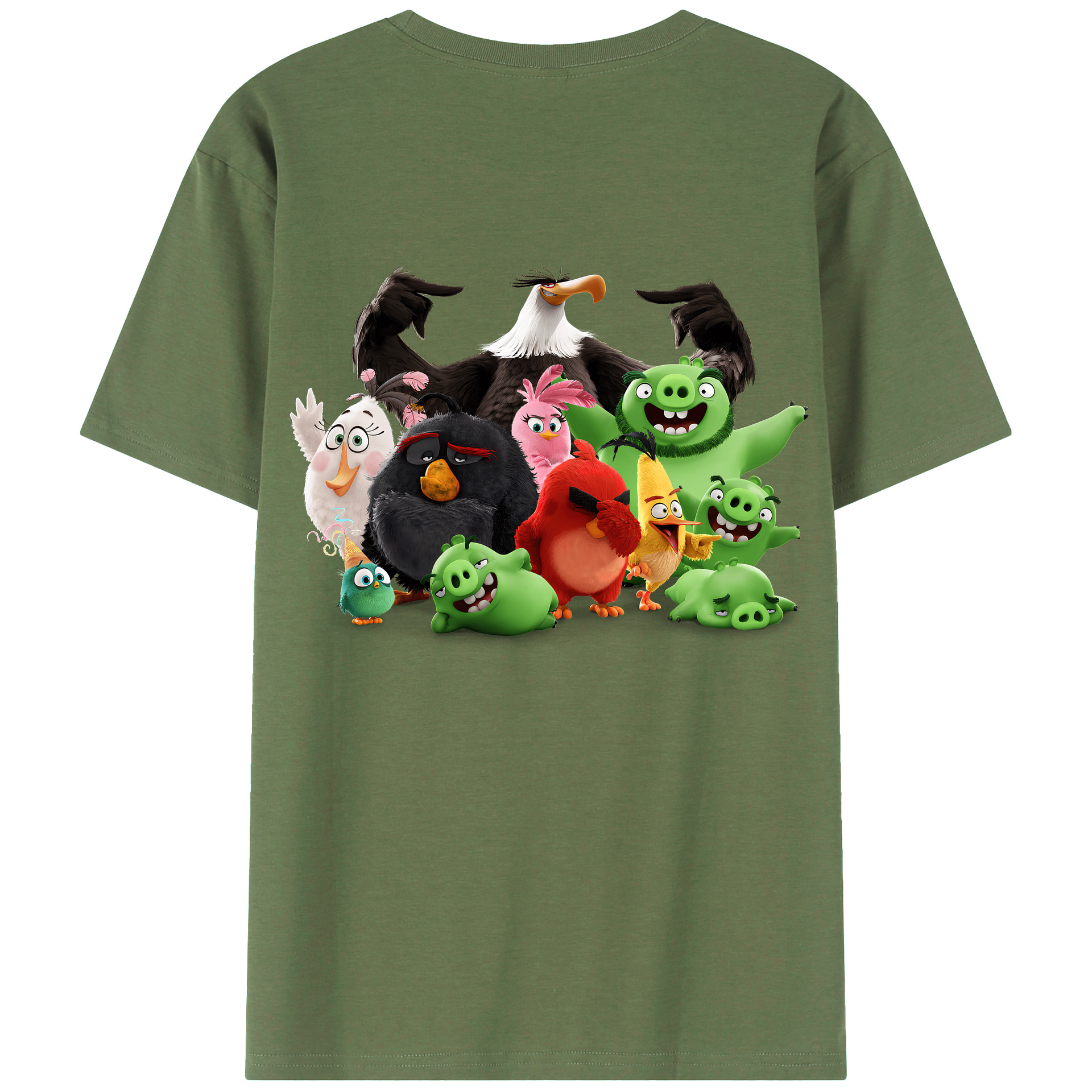 （画像用） Angry Birds アングリーバード 綿100％ メンズ半袖Tシャツ（バックプリント） 通気性